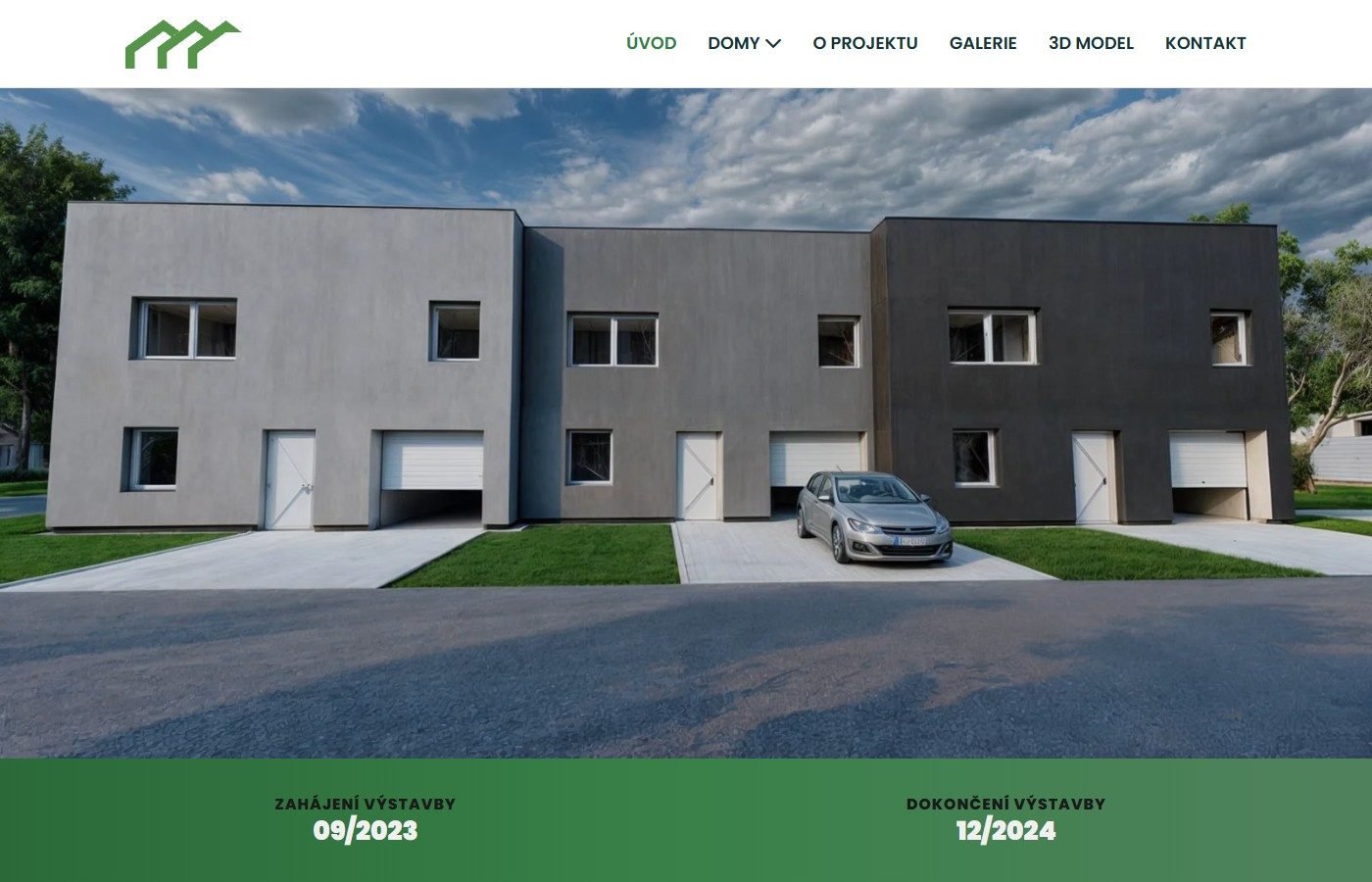 Domy České Meziříčí — ukázka webu