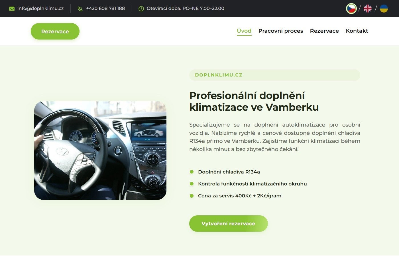 Doplnění klimatizace Vamberk — ukázka webu