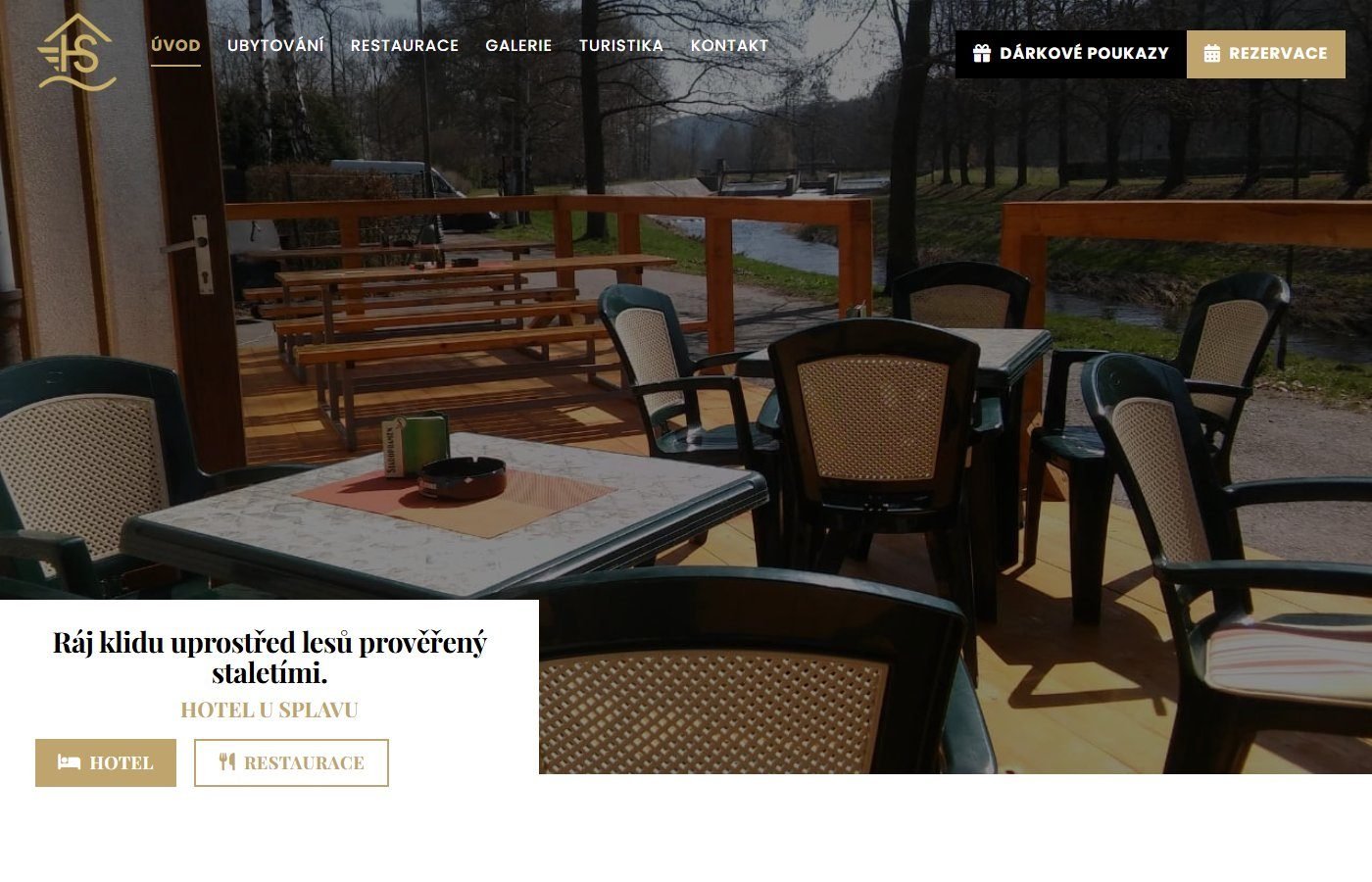 Hotel U Splavu — ukázka webu