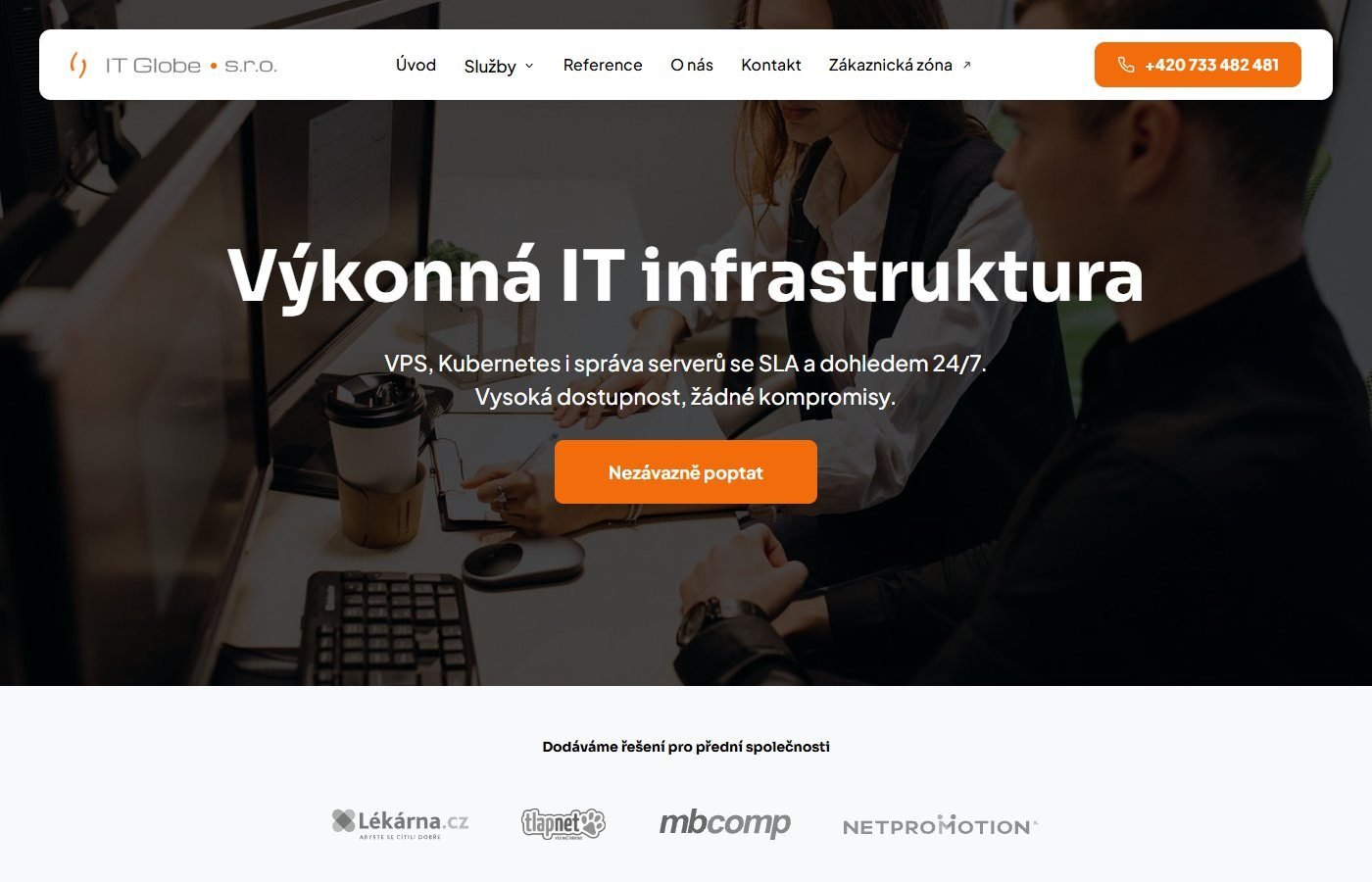 IT Globe — Výkonná IT infrastruktura — ukázka webu